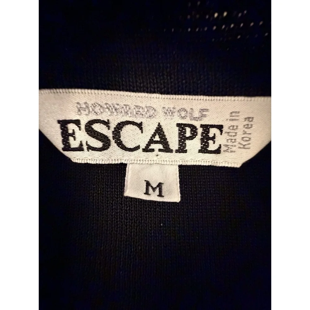 Vtg Howard Wolf Escape Sweater Women Size M/L Open Front‎ Acrylic Black Lavender